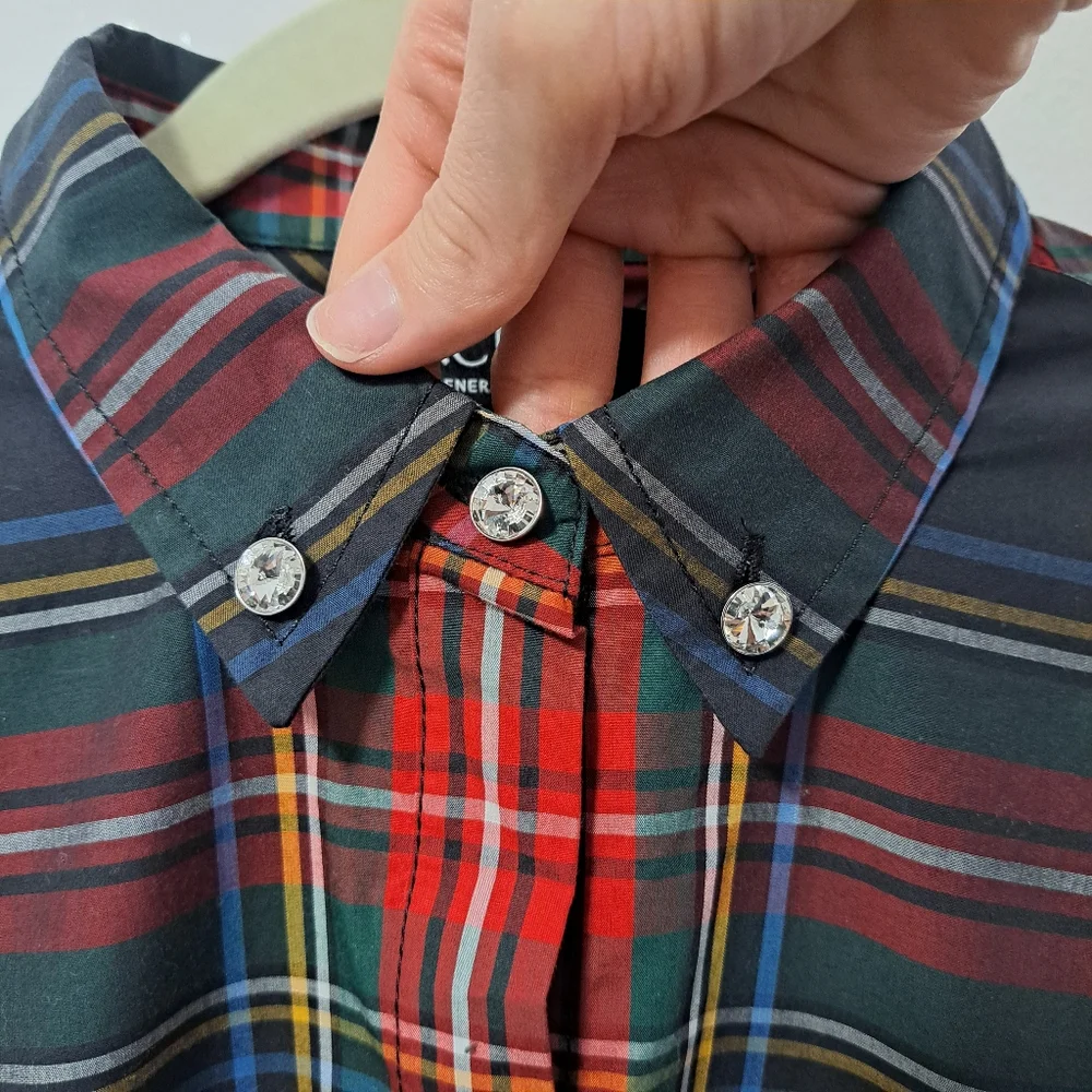J.Crew Embellished Garcon Shirt Stewart Tartan Cotton Poplin 8 NWT - Picture 9 of 10